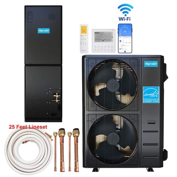 ENERGY STAR Wi-Fi 5-Ton 17.5 SEER2 60,000 BTU Inverter Ducted Split System Central AC with Heat Pump, 25 ft. Lineset