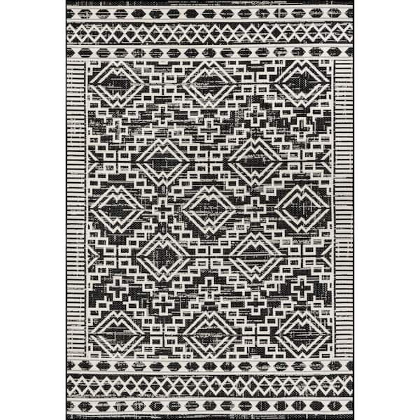 nuLOOM Cari Moroccan Tribal Black 4 ft. x 6 ft. Indoor/Outdoor Area Rug