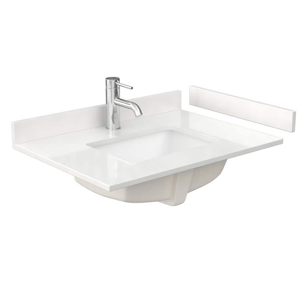 Beckett 30" White Wood Freestanding Vanity with Quartz Top