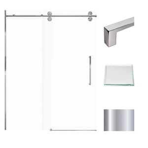 Teegan 59 in. W x 80 in. H Sliding Semi Frameless Shower Door with Fixed Panel in Polished Chrome with Clear Glass