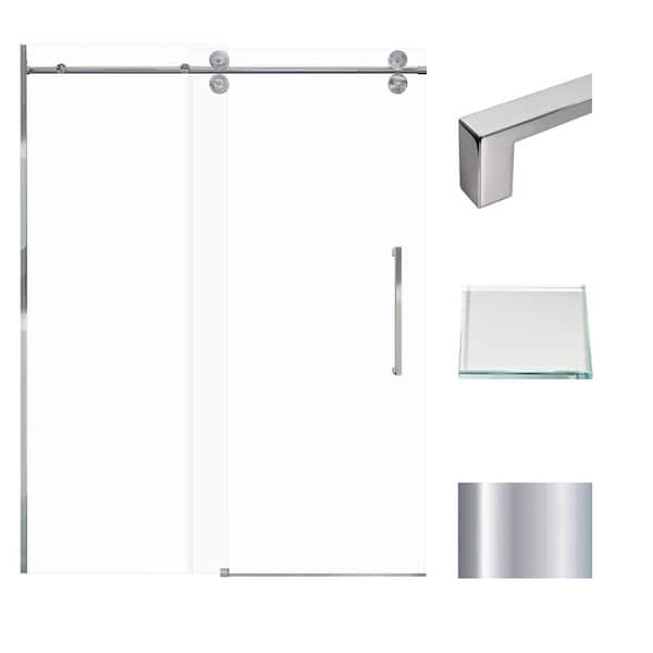 Transolid Teegan Plus 59 in. W x 80 in. H Sliding Door with Fixed Panel Semi-Frameless Shower Door with Clear Glass