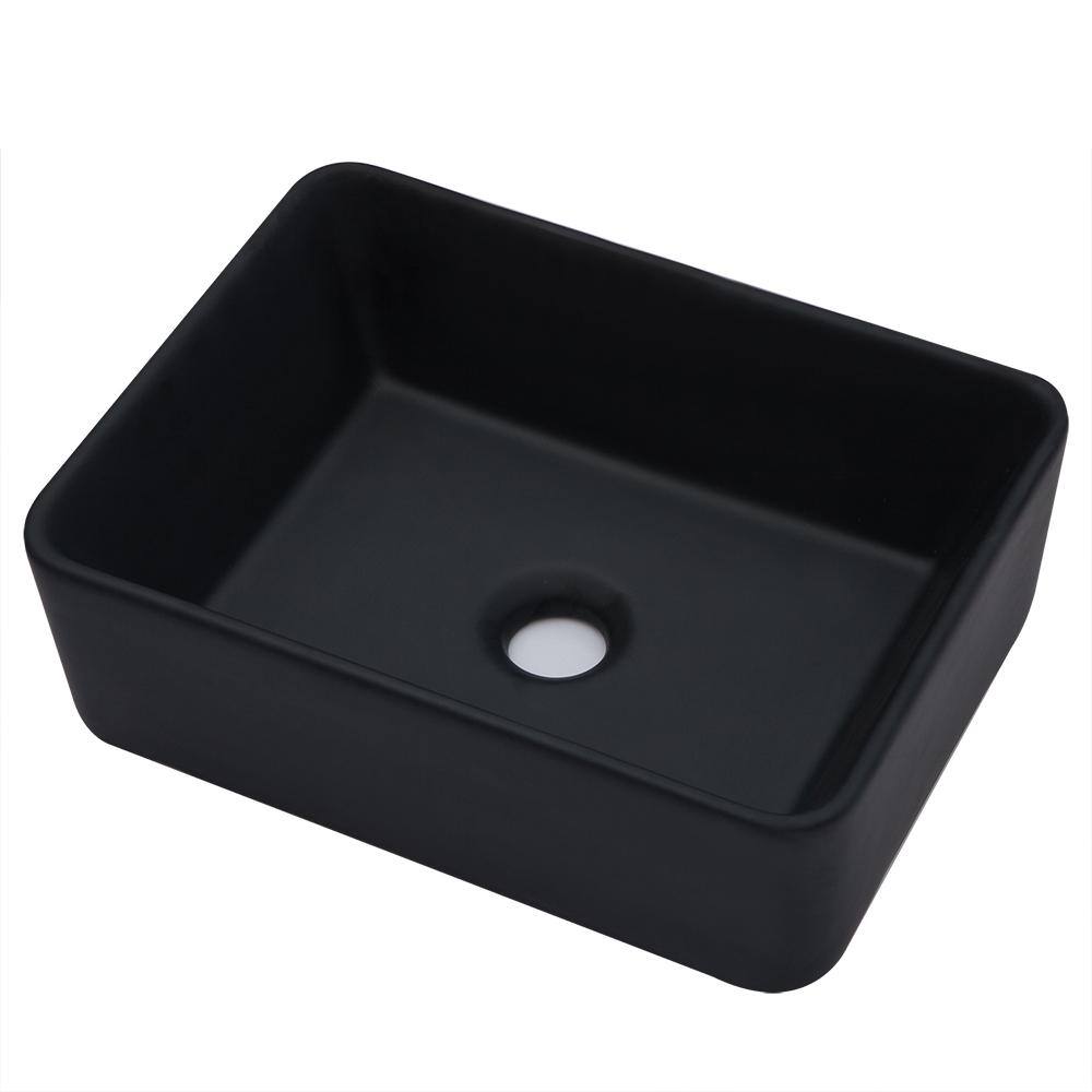 Lordear 16 In X 12 In Vessel Sink Rectangle Modern Above In Matte Black Ceramic Bathroom Vessel Vanity Sink Bowl Art Basin Kf1612 B The Home Depot