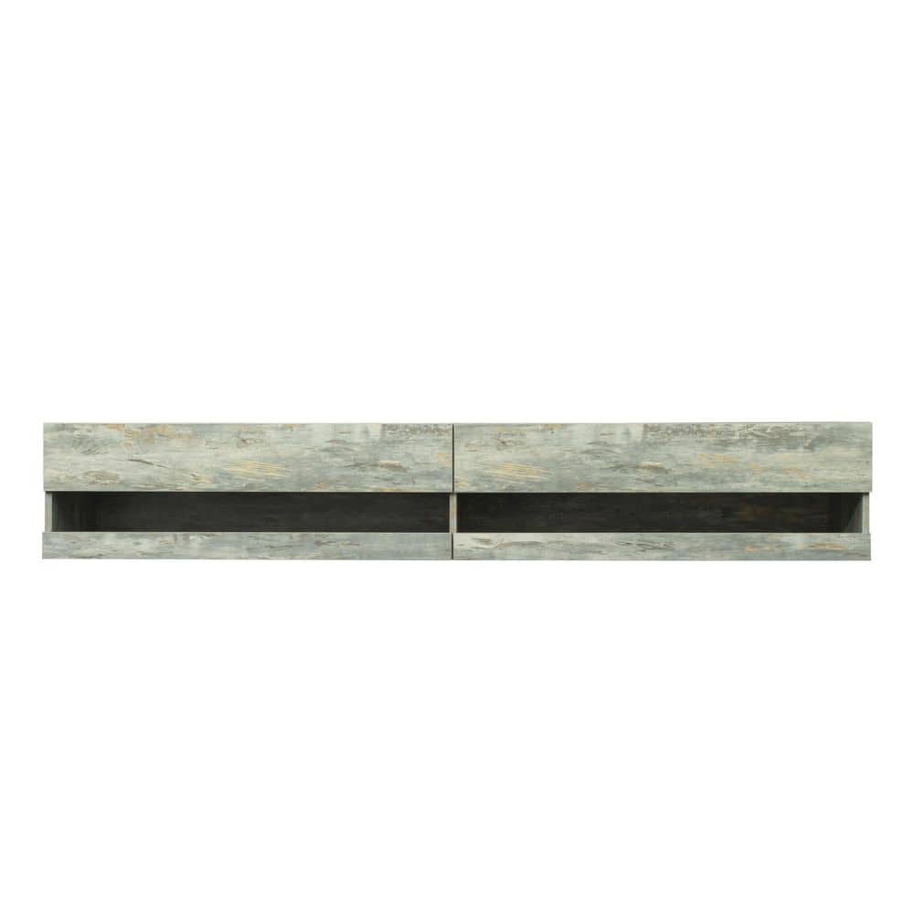 71 in. Gray Modern Wall Mounted Floating TV Stand 2 Locker Fits TVs up to 