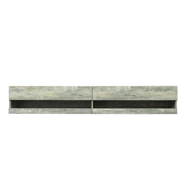 Unbranded 71 in. Gray Modern Wall Mounted Floating TV Stand 2 Locker Fits TV's up to 80 in. with RGB Light