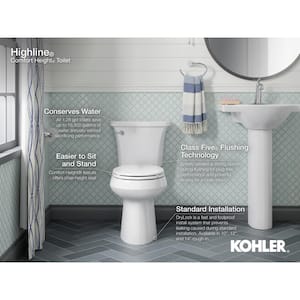 Highline 12 in. Rough In 2-Piece 1.6 GPF Single Flush Elongated Toilet in Biscuit Seat Not Included