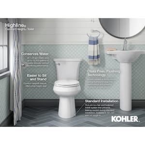 Highline Classic 12in. Rough In 2-Piece 1.6 GFP Single Flush Elongated Toilet w/ Tank Lock in White, Seat Not Included