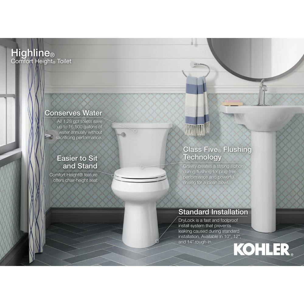 White Dual Flush Elongated Two-Piece Toilet
