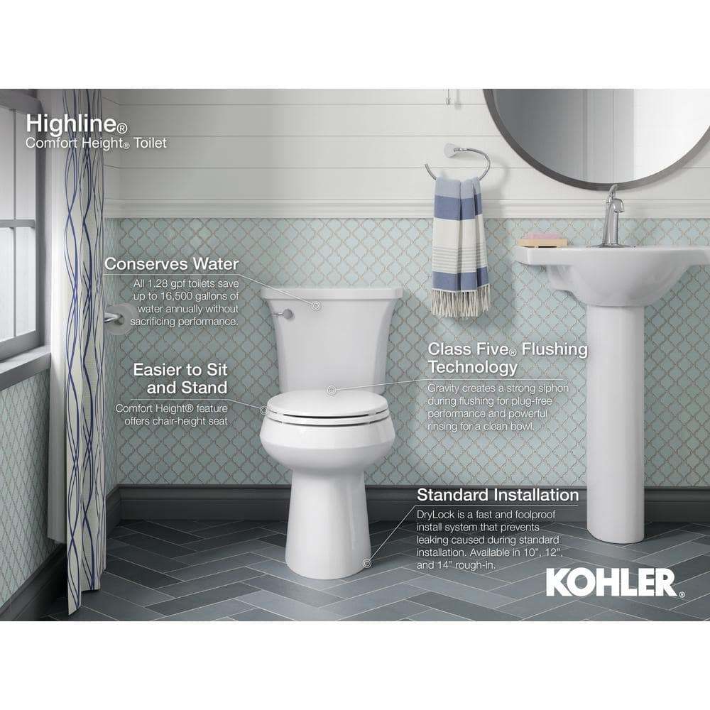 White Elongated High Efficiency Two-Piece Toilet with Pressure Assist
