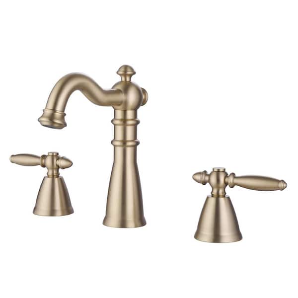8 in. Widespread Double Handle 3-Hole Bathroom Faucet in Brushed Gold