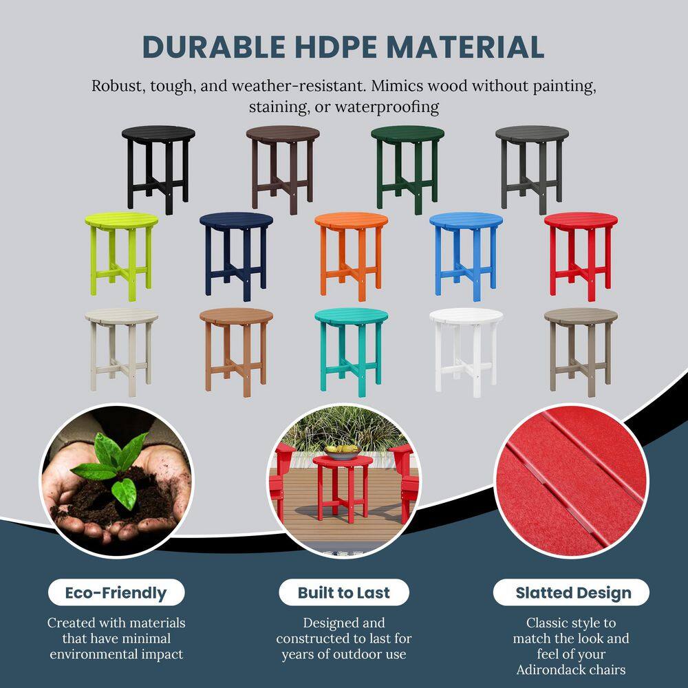 Altura Eco-Friendly All-Weather 18" Round Side Table - Red
