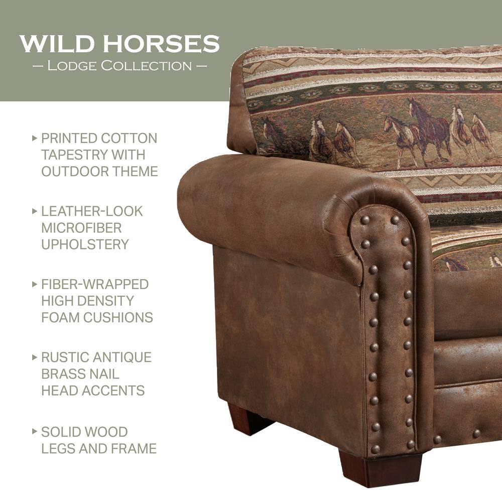 Mahogany Brown Microfiber Two-Piece Sectional Sofa with Nailhead Trim