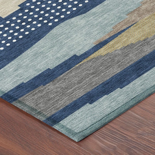 Chantille Machine Washable Indoor/Outdoor Abstract ACN2761 Navy 2 ft. x 3 ft. Accent Rug