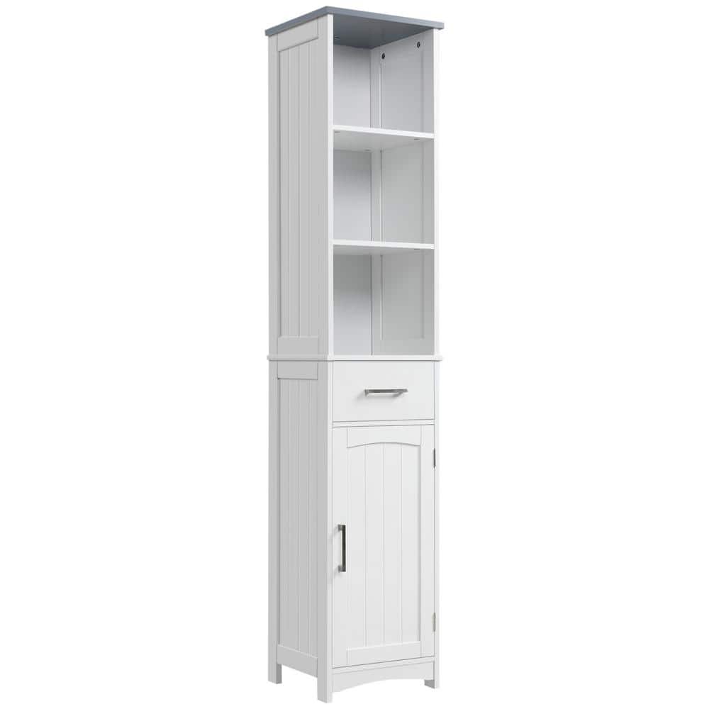 White Tall Freestanding Cabinet with Adjustable Shelving