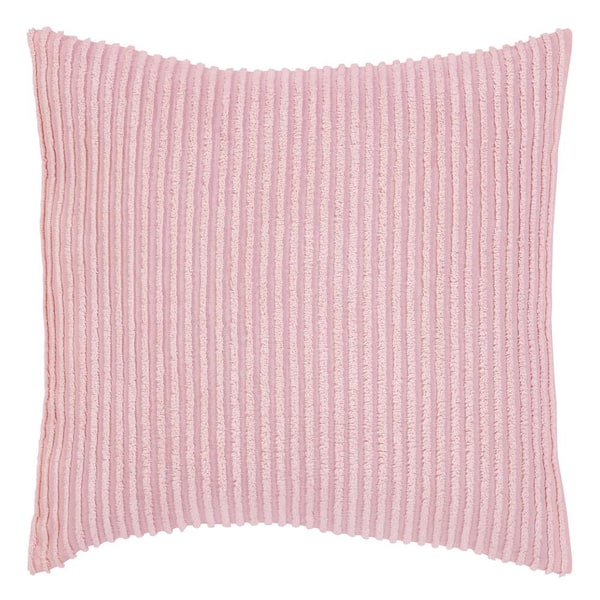 Better Trends Julian Collection in Solid Stripes Design Pink Euro 100% Cotton Tufted Chenille Sham