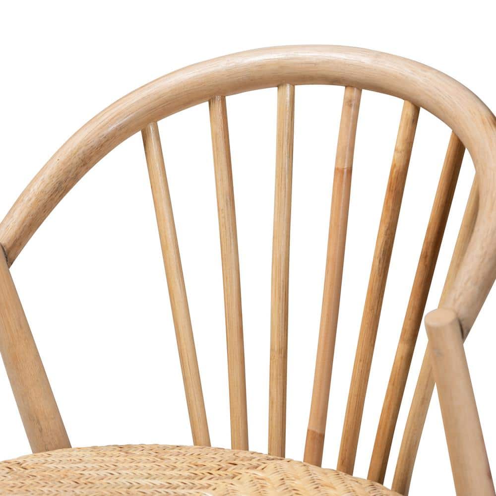 Bohemian Mid-Century Natural Brown Rattan & Cane Side Chair