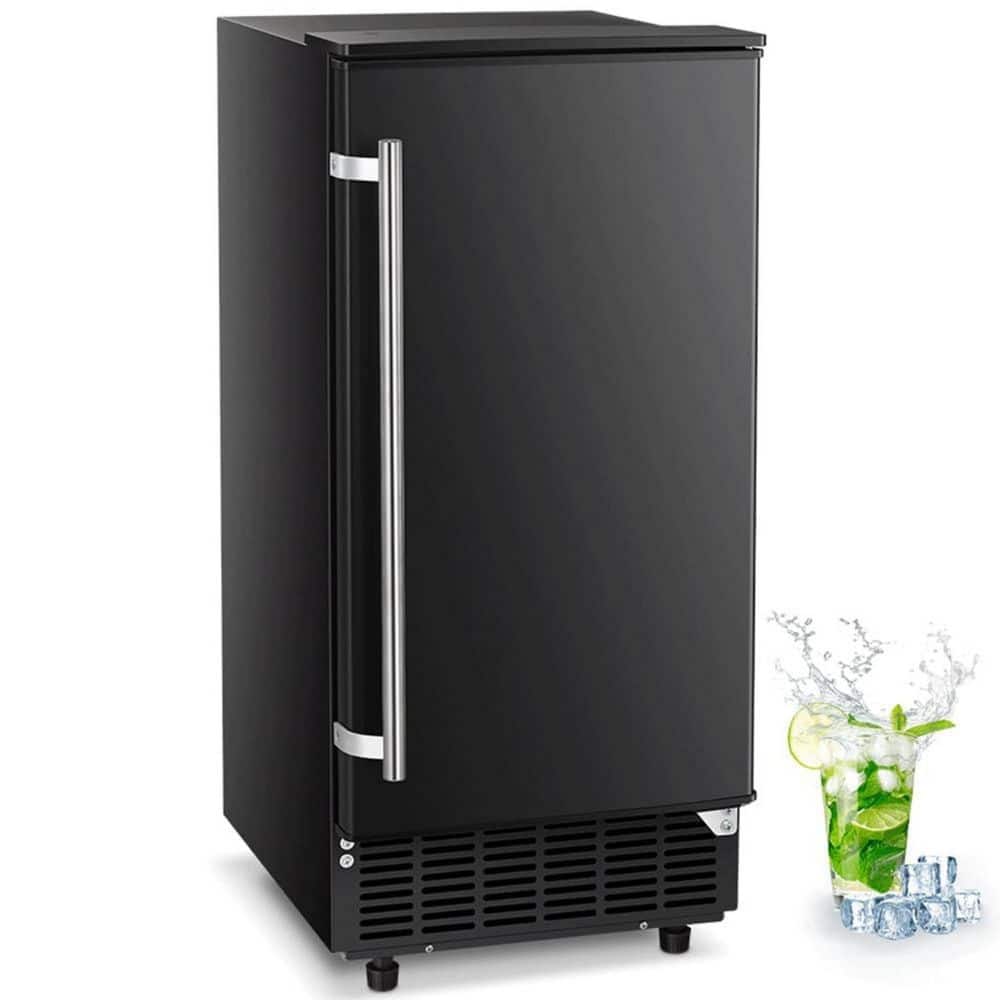 15 in. 80 lbs. Freestanding/Under Counter Ice Maker in Stainless Steel Black