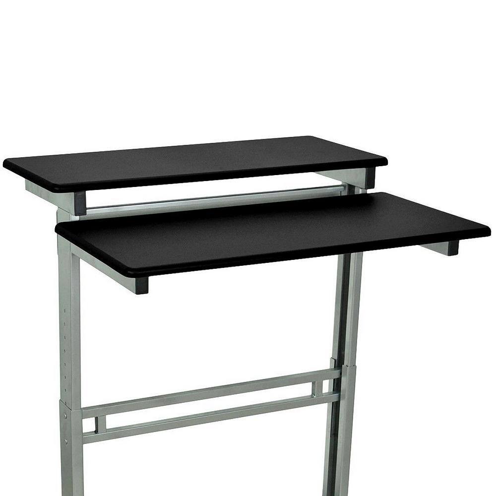 AdjustaFlex 31.5" Black Steel Mobile Workstation with Dual Shelves
