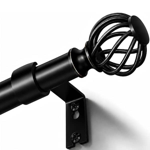 48-90in Matte Black Heavy Duty Adjustable Curtain Rod for Multi-Room Use