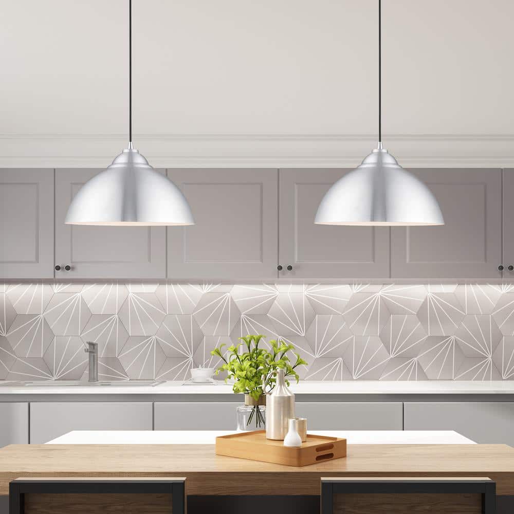 Brushed Aluminum Mini Pendant with White Underside