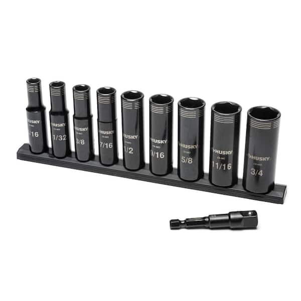 Husky - 3/8 in. Drive Thin Wall Deep 6-Point Impact Socket Set SAE/Metric (20-Piece)