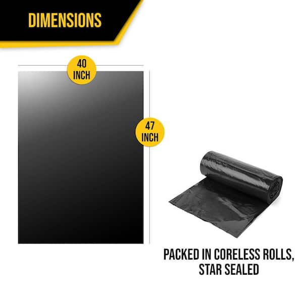 Aluf Plastics 45 Gal. Black Trash Bags - 40 in. x 47 in. (Pack of