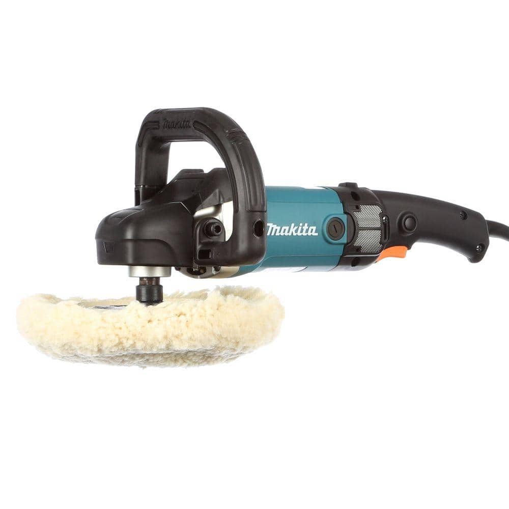Makita 10 Amp in. Corded 3,000 RPM Variable Speed Polisher with Side  Handle, Wool Bonnet and 21 in. Contractor Bag 9237CX3 The Home Depot