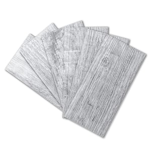 White-Washed Wood Look Design 6 in. x 3 in. PVC Peel and Stick Tile for Kitchen Backsplash Bathroom (12 sq. ft./Box)