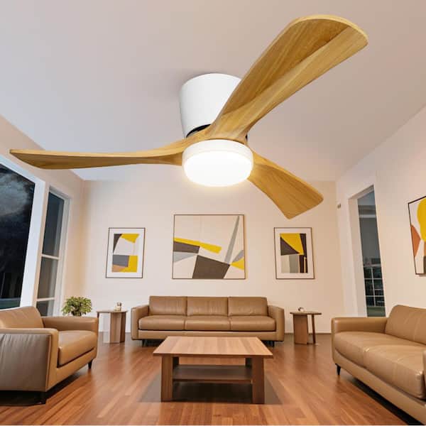 52 in. Smart Indoor White Ceiling Fan with LED Light and App Remote Control 3 Colors Adjustable and Reversible DC Motor
