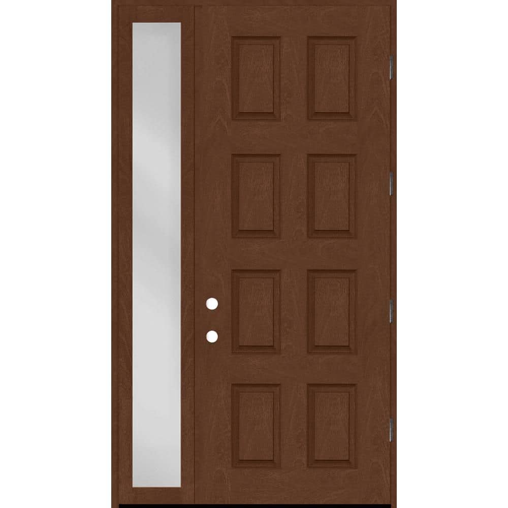 Regency 53 in. x 96 in. 8-Panel LHOS Chestnut Stain Mahogany Fiberglass Prehung Front Door w/14in.Sidelite price history on PriceWatchPro