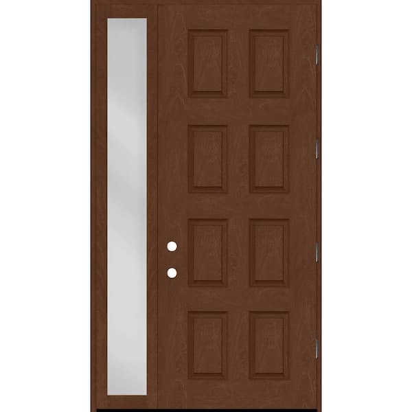 Steves & Sons Regency 53 in. x 96 in. 8-Panel LHOS Chestnut Stain Mahogany Fiberglass Prehung Front Door w/14in.Sidelite