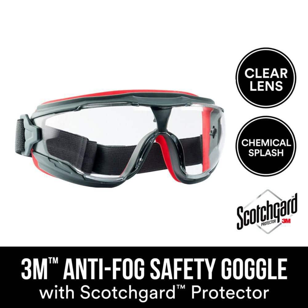 Scotchgard Gray/Red Anti-Fog Goggle with Clear Lens (Case of 5)