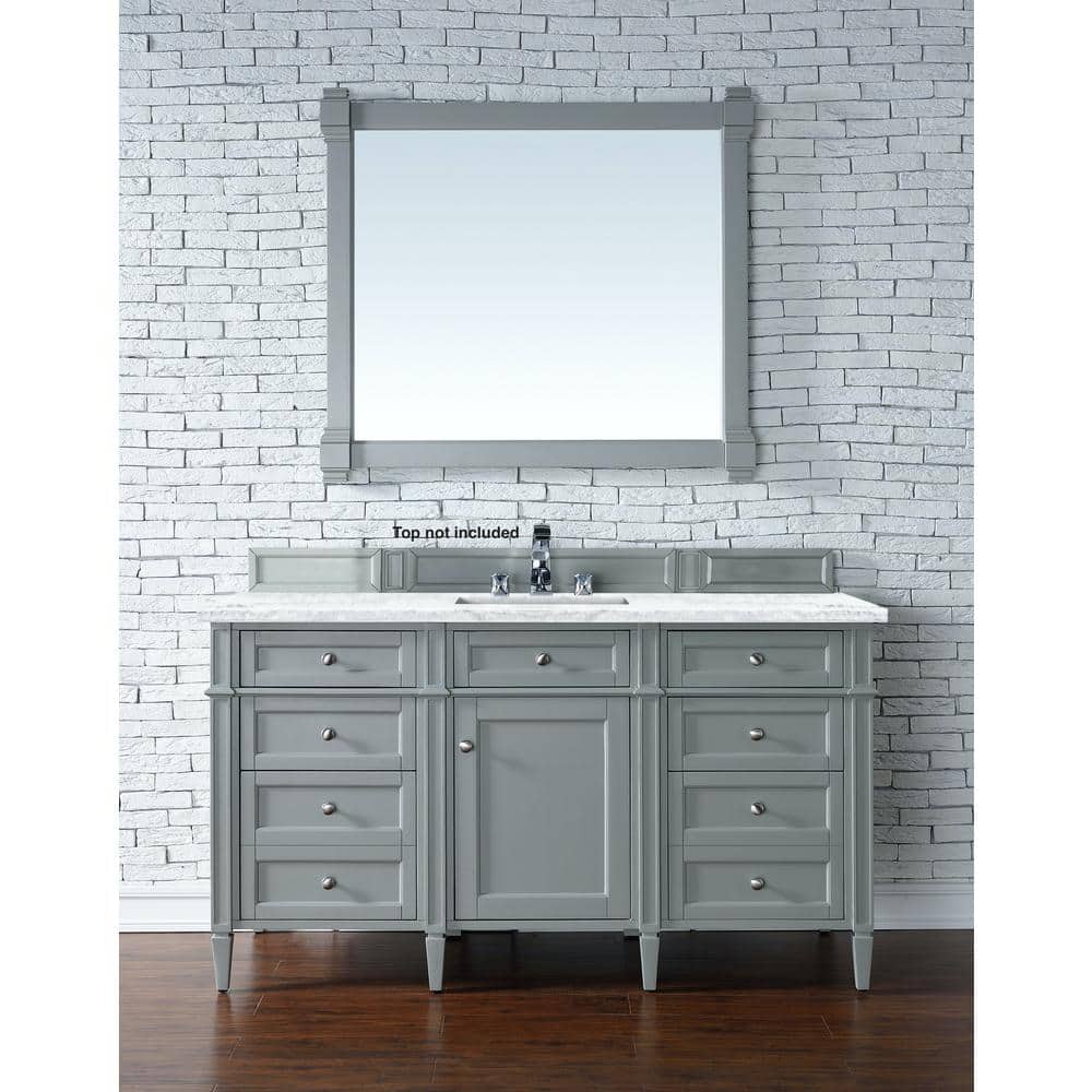 Urban Gray 60" Solid Wood Single Vanity Base with Backsplash