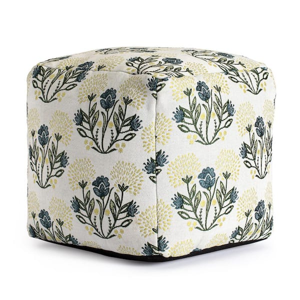 Gordes Yellow 18 in. x 18 in. x 18 in. Multicolor Pouf