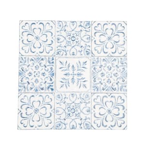White Metal Farmhouse Floral Wall Decor 29 in. x 29 in.