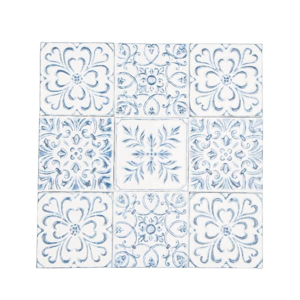 Litton Lane White Metal Farmhouse Floral Wall Decor 29 in. x 29 in.