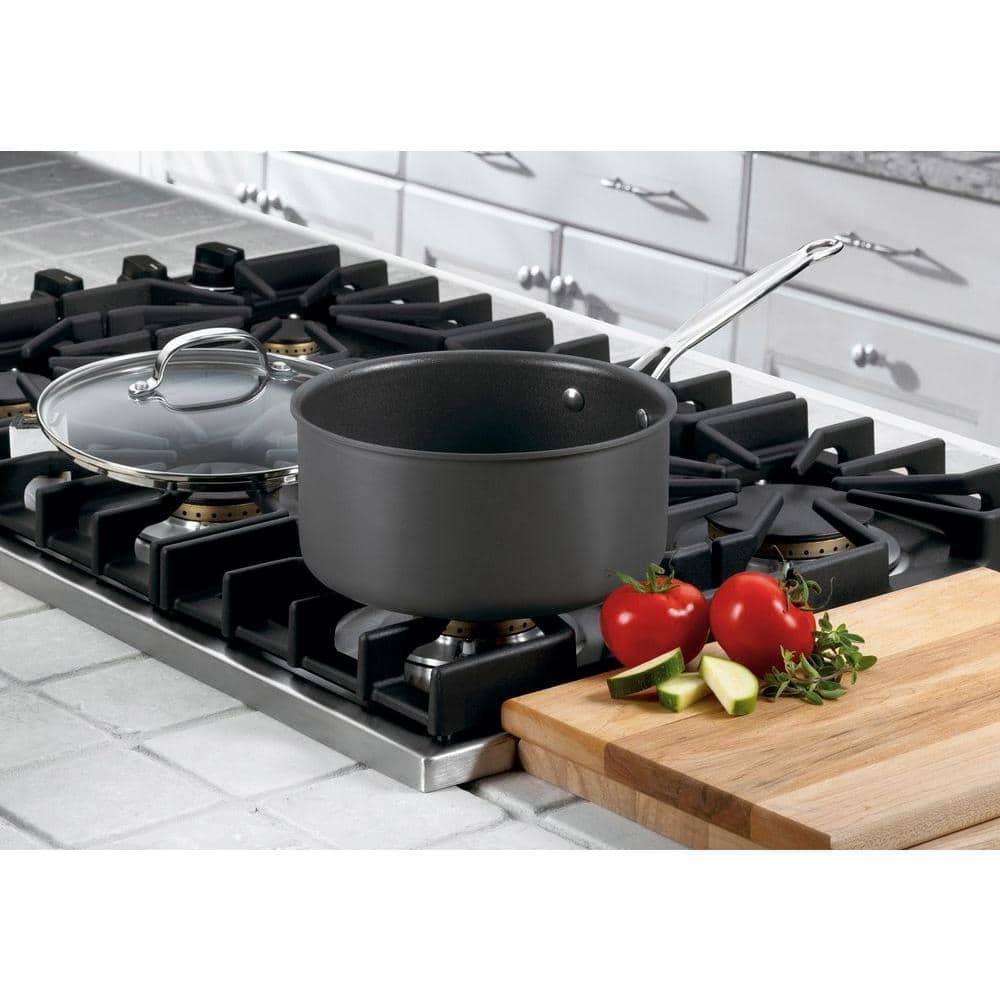 Hard Anodized Non-Stick Aluminum Saucepan with Lid, 3 Qt.