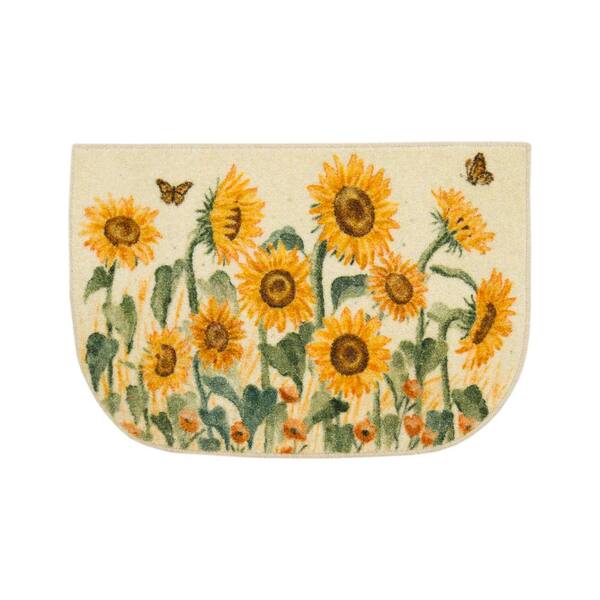 Mohawk Home Fall Sunflowers Gold 1 ft. 8 in. x 2 ft. 6 in. Kitchen Mat