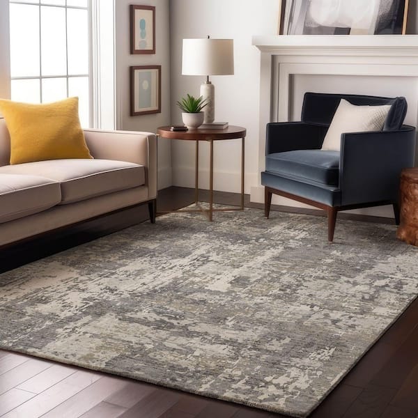 Mayfield Premium Machine Washable Abstract AMF1008 Gray 5 ft. x 7 ft. 6 in. Area Rug