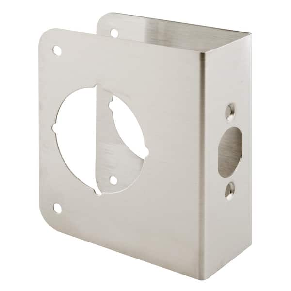 Prime-Line 1-3/4 in. x 4-1/2 in. Thick Stainless Steel Lock and Door Reinforcer, 2-1/8 in. Single Bore, 2-3/4 in. Backset