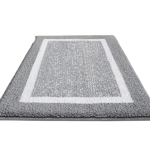 24 in. x 43 in. Non Slip Bath Runner Rug, Absorbent, Soft, Washable, Microfiber Bath Mat Bathroom Carpet in Gray