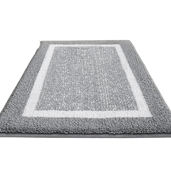 Afoxsos 24 in. x 43 in. Non Slip Bath Runner Rug, Absorbent, Soft, Washable, Microfiber Bath Mat Bathroom Carpet in Gray
