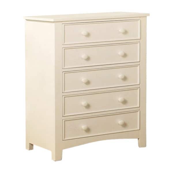Benjara 17 in. White 5-Drawer Chest of Drawers