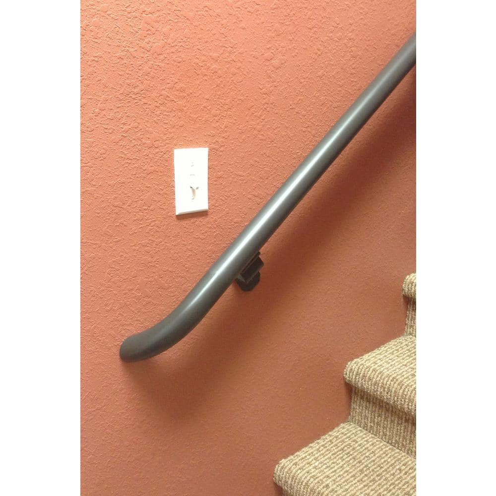 Charcoal Bronze Aluminum Round Handrail with Curved Ends, 4 ft.