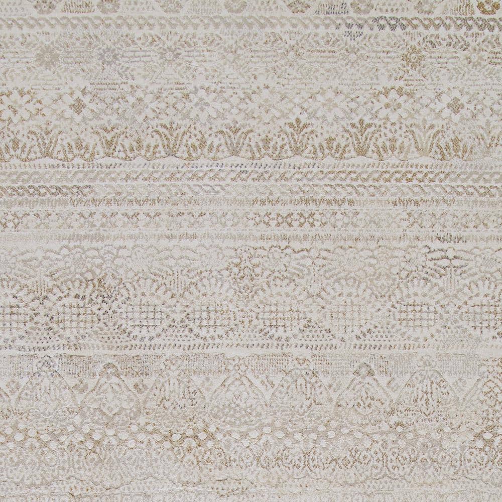 Ivory and Light Grey Floral Synthetic Runner Rug, 2'7" x 7'10"
