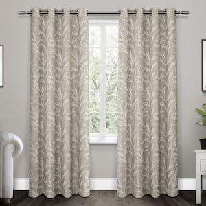 Kilberry Dove Grey Nature Woven Room Darkening Grommet Top Curtain, 52 in. W x 84 in. L (Set of 2)