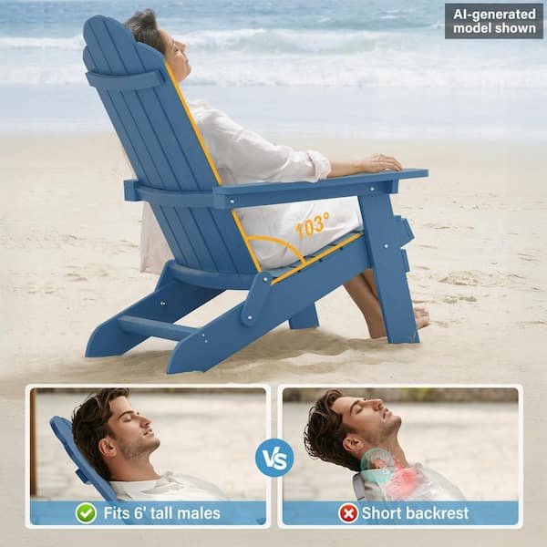 Mximu Navy Plastic Outdoor Weather-Resistant Folding Adirondack