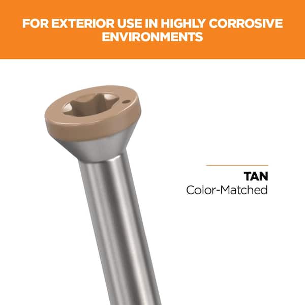 #8 1-5/8 in. 316 Stainless Steel Tan Premium Star Drive Trim Screws (100-Count)