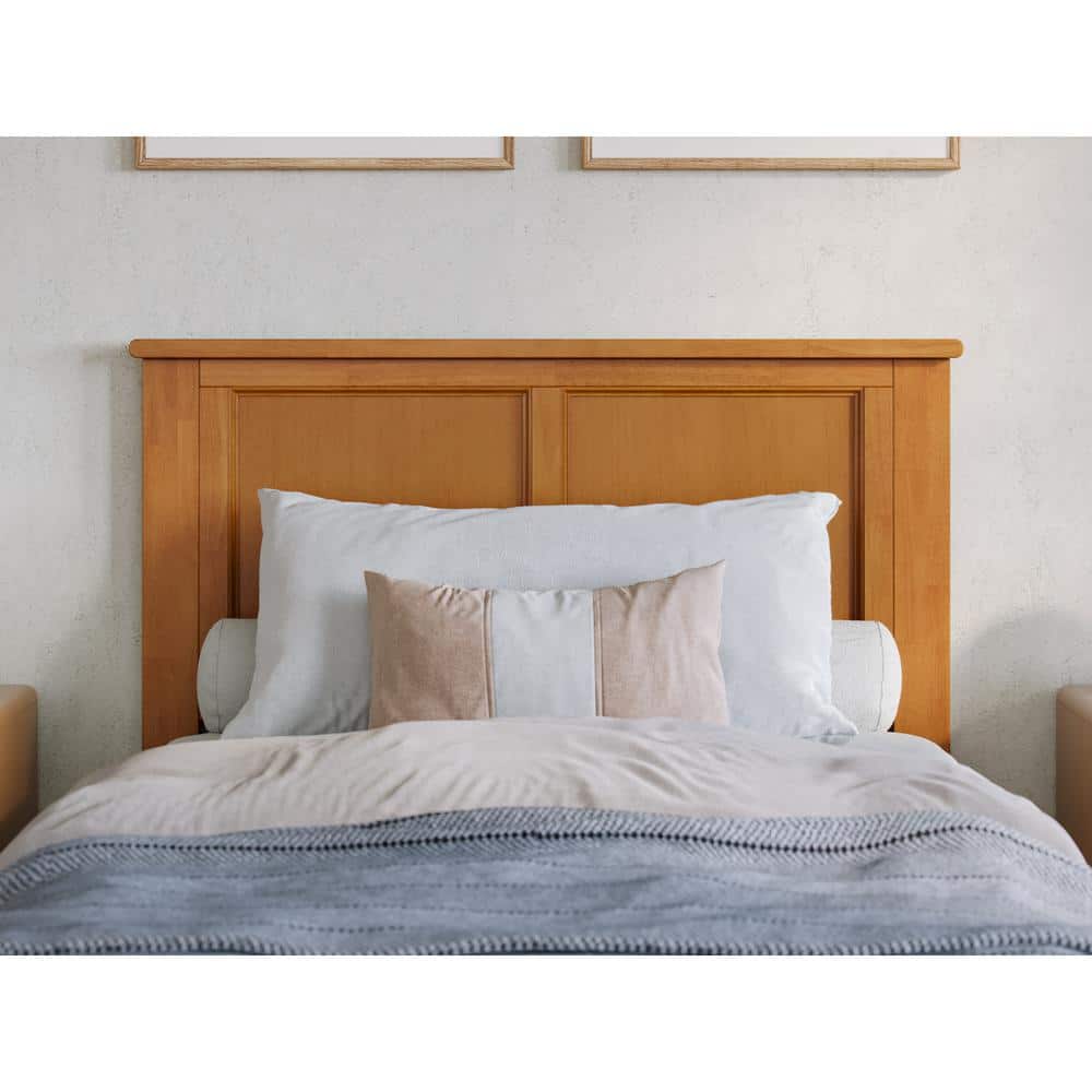 Madison Light Toffee Twin Wood Platform Bed with Headboard