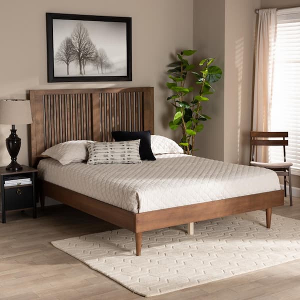 Baxton Studio Kioshi Ash Walnut King Platform Bed 18011153 9816HD