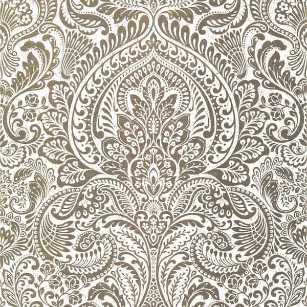 A-Street Prints Artemis Gold Floral Damask Non Woven Paper Non-Pasted Metallic Wallpaper
